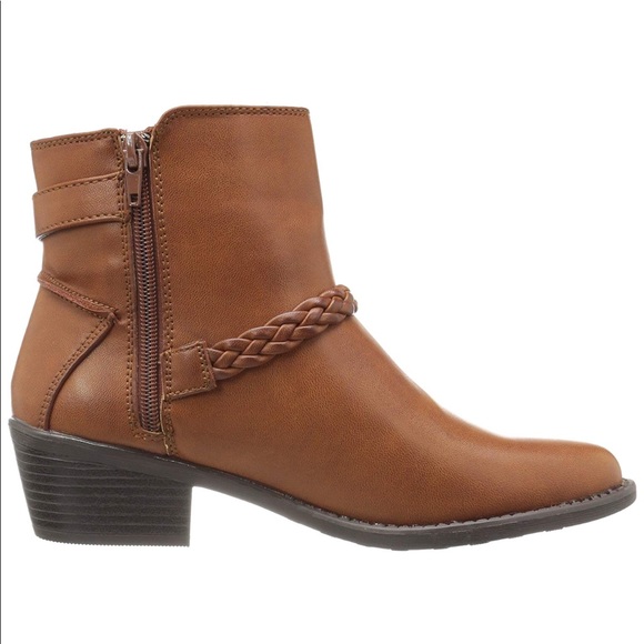 Cognac Western Flair Braid Buckle Boho Ankle Boots - Picture 6 of 7